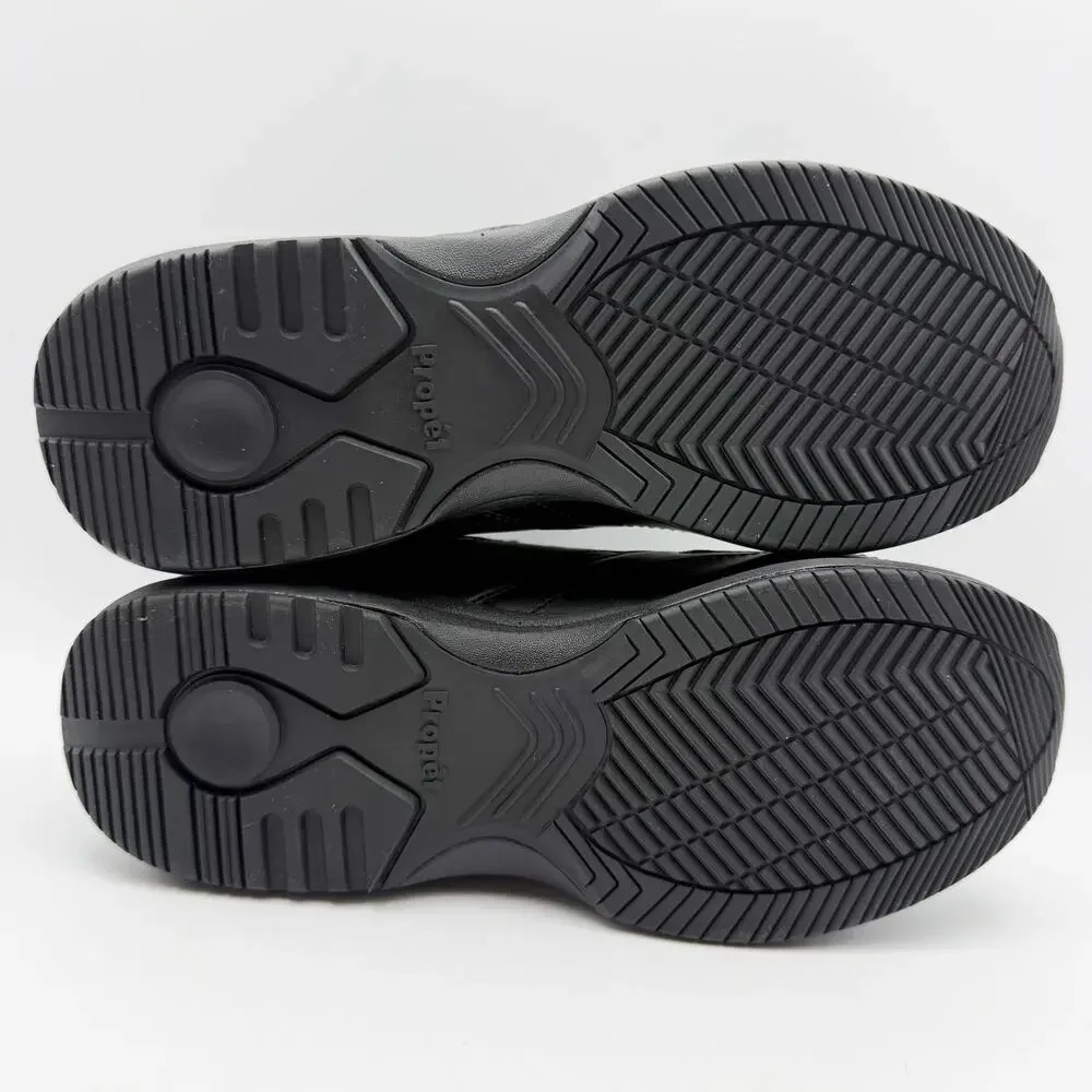 Propet Womens Lifewalker Sport Sneaker US 7.5 Wide EU 38 Black Leather NIB